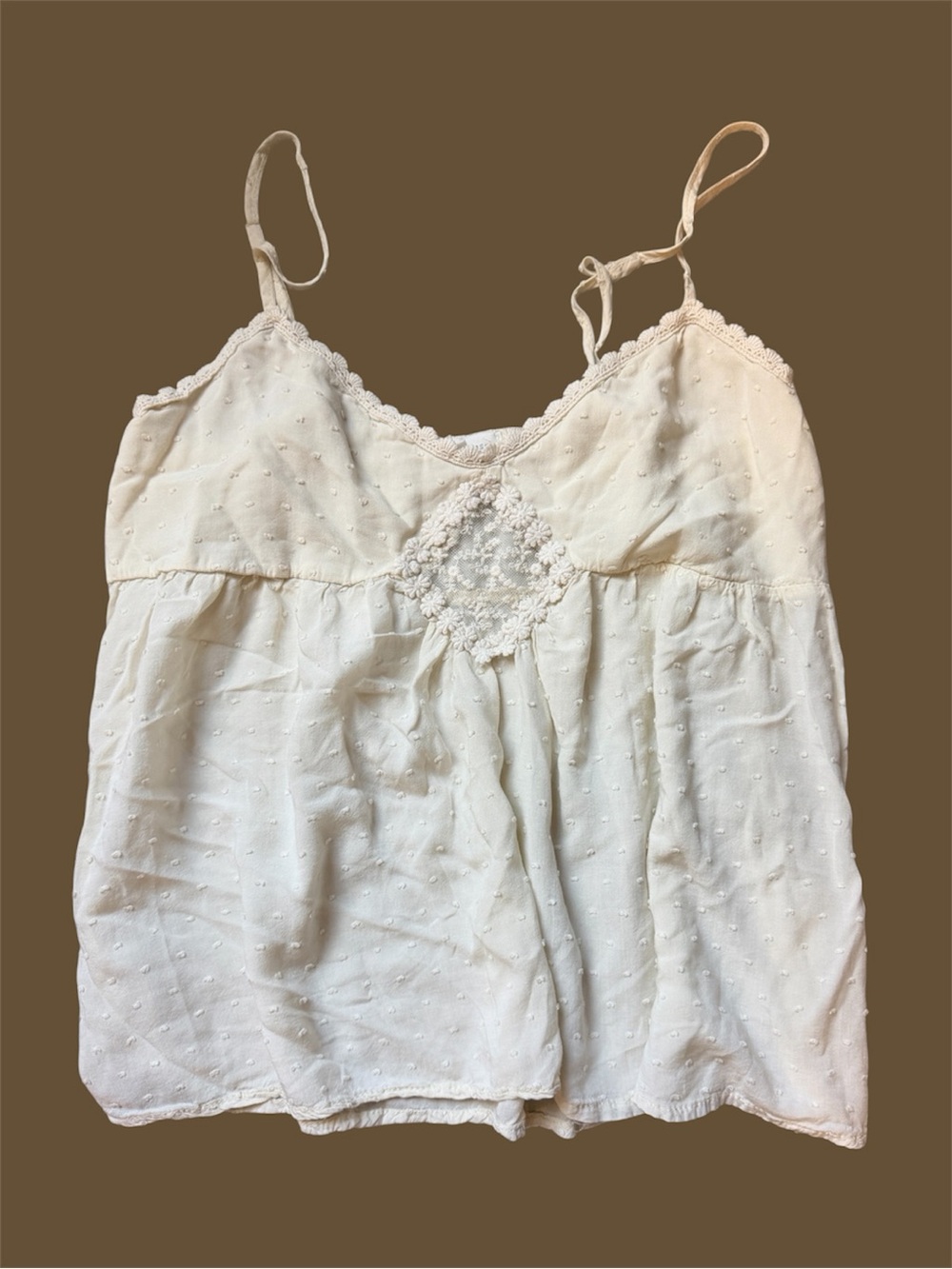 Coco + Jameson Cream Swiss Dot Lace Camisole Tank Top Size M